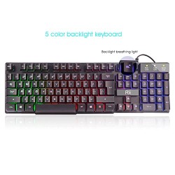 Rii RK100+ LED Large Size Backlit usb Wired Mechanical Feeling Gaming Keyboard(5-LED Mixed Color Backlit)