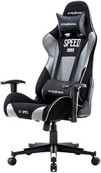 GTracing High Back Gaming Chair Fabric And PVC Racing Chair Backrest And Height Adjustable E-sports Chair Ergonomic Computer Office Chair Furniture With Pillows (Black/Gray)