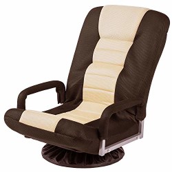 Swivel Video Rocker Gaming Chair Adjustable 7-Position Floor Chair Folding Sofa Lounger, Brown+Beige